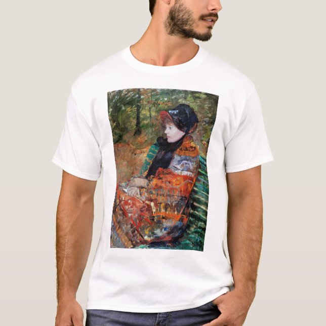 Frau sitzt auf der Bank, Mary Cassatt T-Shirt (Vorderseite)
