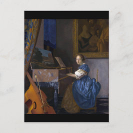 Frau sitzt bei einer Jungfrau von Vermeer Postkarte