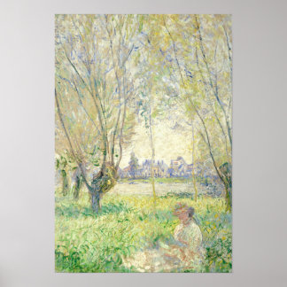 Frau sitzt unter den Willows - Claude Monet Poster