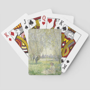 Frau sitzt unter den Willows Claude Monet Spielkarten