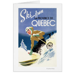 Frau Skiing - Englisch und Französisches Poster