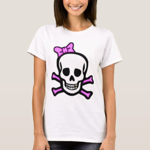 Frau Skull u. gekreuzte Knochen mit dem Goldzahn T-Shirt
