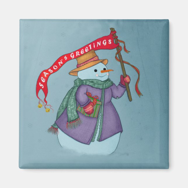 Frau Snowmans Special Delivery Christmas Magnet (Vorne)