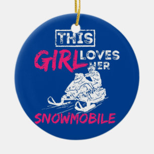 Frau Snowmobile Girl Keramik Ornament