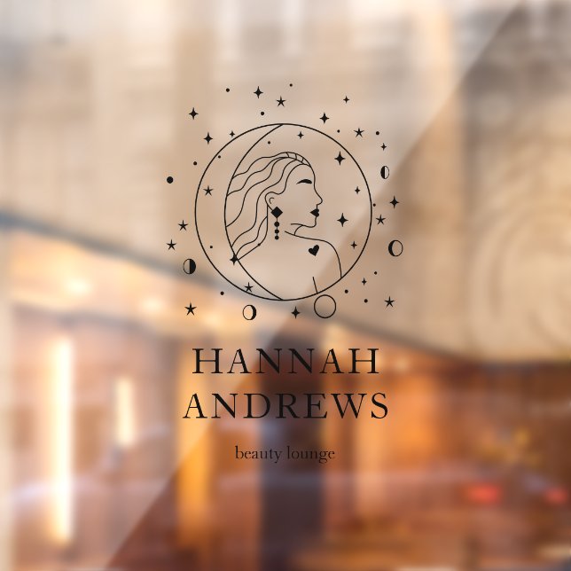 Frau, Sonne, Mond, Stern, Firmenname Fensteraufkleber (Blatt 2)