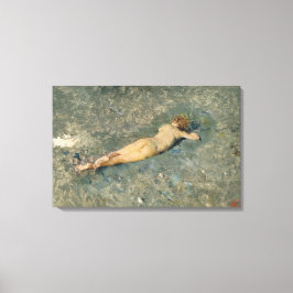 Frau Sonnenbaden am Strand von Portici Leinwanddruck