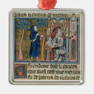 Frau Spant 95 f.268 MERLIN schreibt die Geschichte Ornament Aus Metall