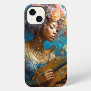 Frau spielt Laute Afroamerikanische Fantasy-Kunst iPhone 13 Hülle