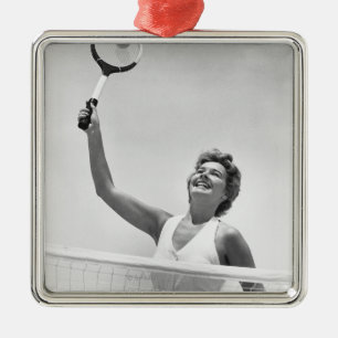 Frau spielt Tennis 2 Ornament Aus Metall