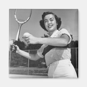 Frau spielt Tennis 3 Magnet
