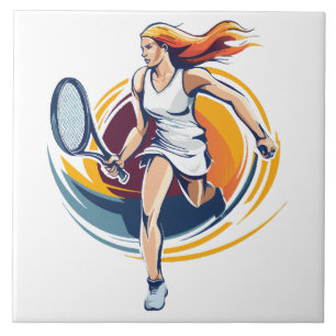 Frau spielt Tennis Fliese
