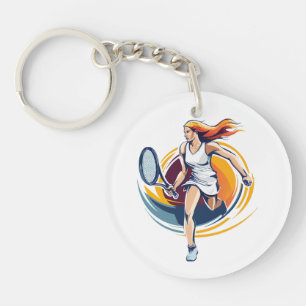 Frau spielt Tennis Schlüsselanhänger