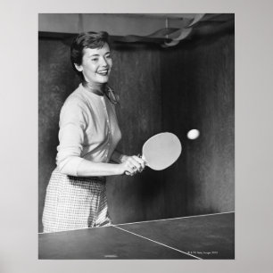 Frau spielt Tischtennis Poster