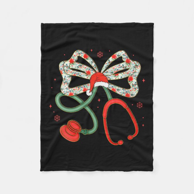 Frau Stethoscope Christmas Nurse Health Worker S Fleecedecke (Vorderseite)