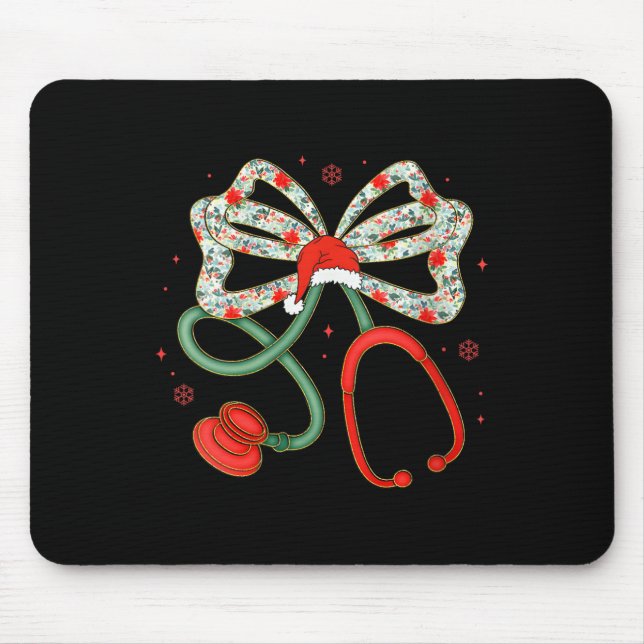Frau Stethoscope Christmas Nurse Health Worker S Mousepad (Vorne)