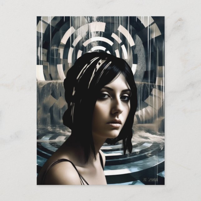 Frau Swimmer Postkarte (Vorderseite)