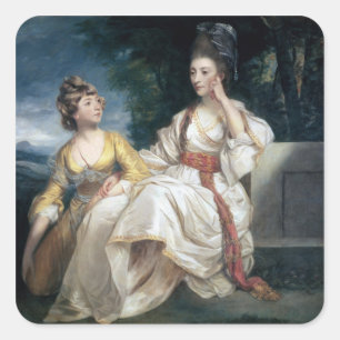 Frau Thrale und ihre Tochter Hester 1777-78 Quadratischer Aufkleber