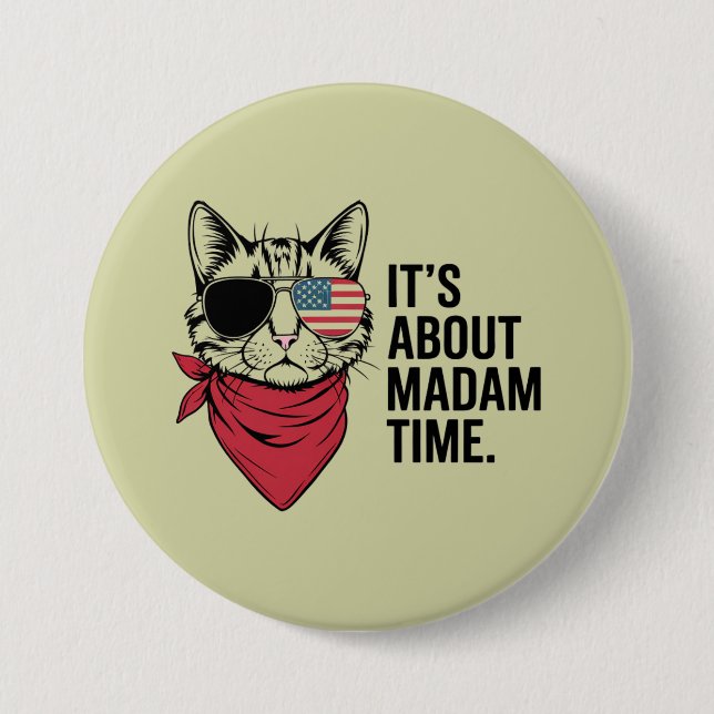 Frau Time President 2024 Kamala Harris DNC Kundgeb Button (Vorderseite)