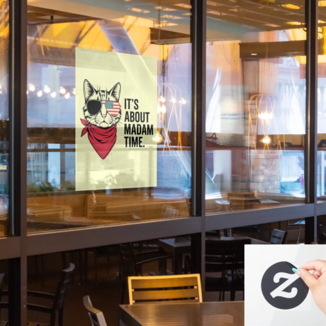 Frau Time President 2024 Kamala Harris DNC Kundgeb Fensteraufkleber (Restaurantfenster)