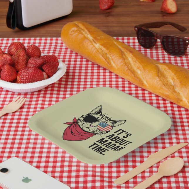 Frau Time President 2024 Kamala Harris DNC Kundgeb Pappteller (Picknick)