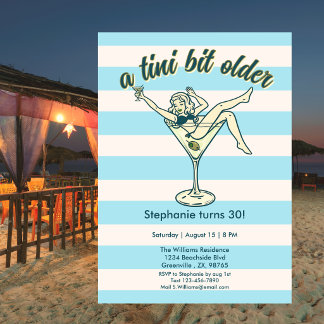 Frau Tini ein bisschen älter Martini Retro 30. Geb Einladung