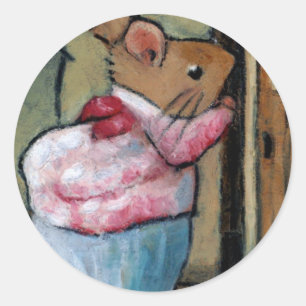 Frau TITTLEMOUSE (in Ölpastel) nach B. Potter Runder Aufkleber