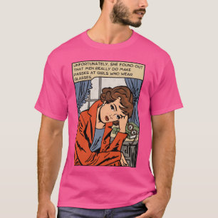 Frau trägt Brille Vintage-Mädchen T-Shirt