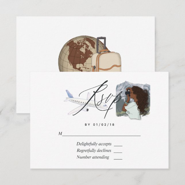 Frau Travel Brautparty RSVP Card Karte (Vorne/Hinten)