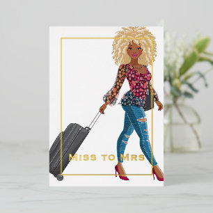 Frau Travel Junggeselinnen-Abschied Foil Invitat Folieneinladung