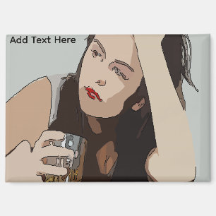 Frau trinkt Whisky Magnet