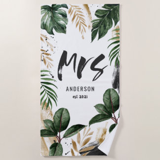 Frau Tropical leaf & typografie Strandtuch