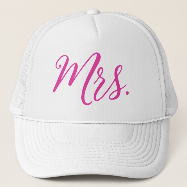 Frau Trucker Hut – Rosa Chic Schrift Design Truckerkappe (Vorderseite)