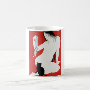 Frau und Black Kitten, Takahashi Shotei Kaffeetasse