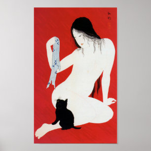 Frau und Black Kitten, Takahashi Shotei Poster