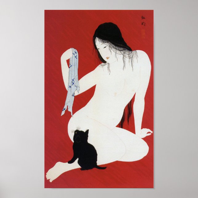 Frau und Black Kitten, Takahashi Shotei Poster (Vorne)