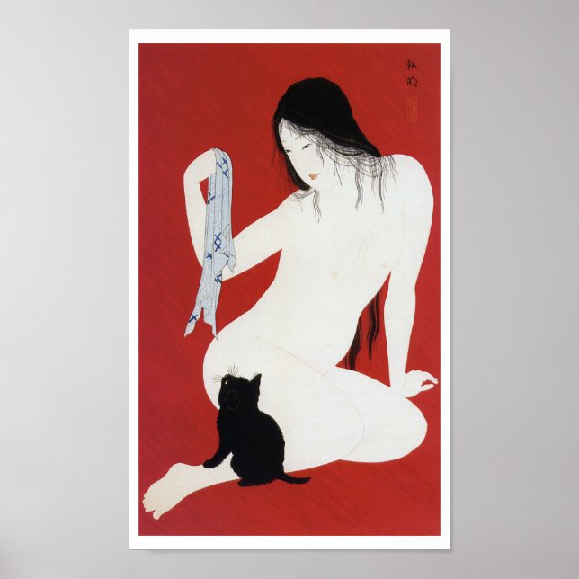Frau und Black Kitten, Takahashi Shotei Poster (Vorne)