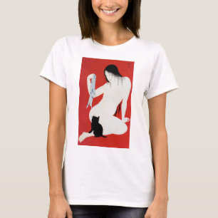 Frau und Black Kitten, Takahashi Shotei T-Shirt