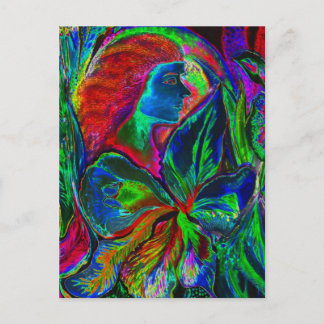 Frau und Blume, tiefe Farben (m4sol) Postkarte