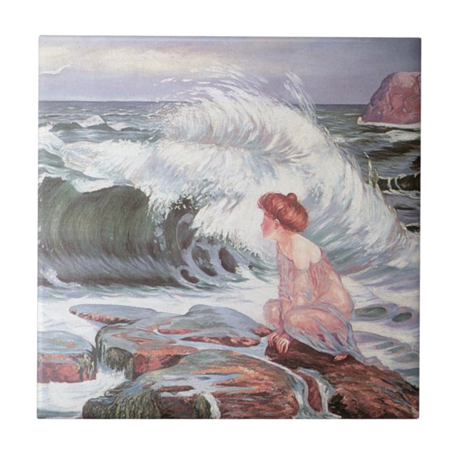 Frau und die Welle (von Frantisek Kupka) Fliese (Vorderseite)