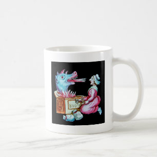 Frau und feuerspeiender Drache Vintage Kaffeetasse