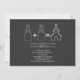 Frau und Frau Doodle Church Chalkboard Gay Wedding Einladung