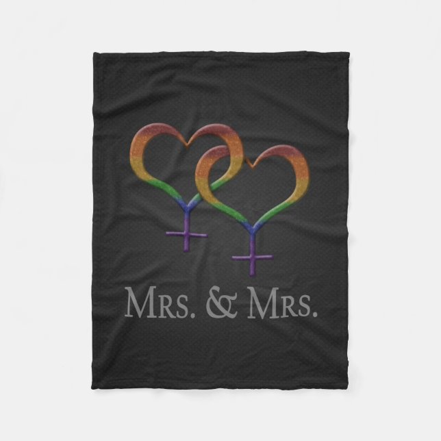 Frau und Frau Lesbian Pride Rainbow Symbols Fleecedecke (Vorderseite)