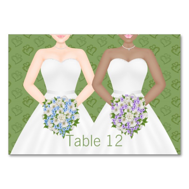 Frau und Frau Two Brides Lesbian Wedding Tischnummer (Vorderseite)