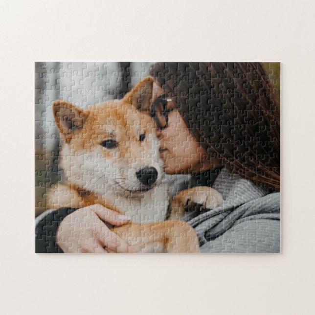 Frau und Haustier Puzzle (Horizontal)
