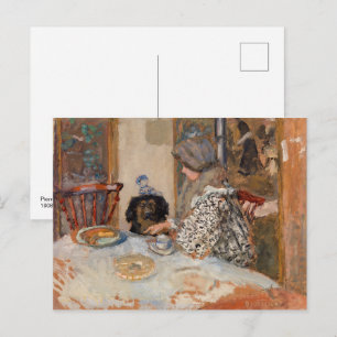 Frau und Hund an der Tabelle Paul Bonnard Postkarte