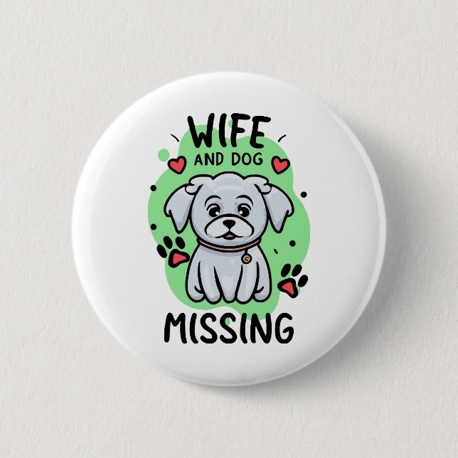Frau und Hund vermisst Button (Vorderseite)
