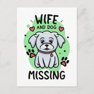 Frau und Hund vermisst Postkarte