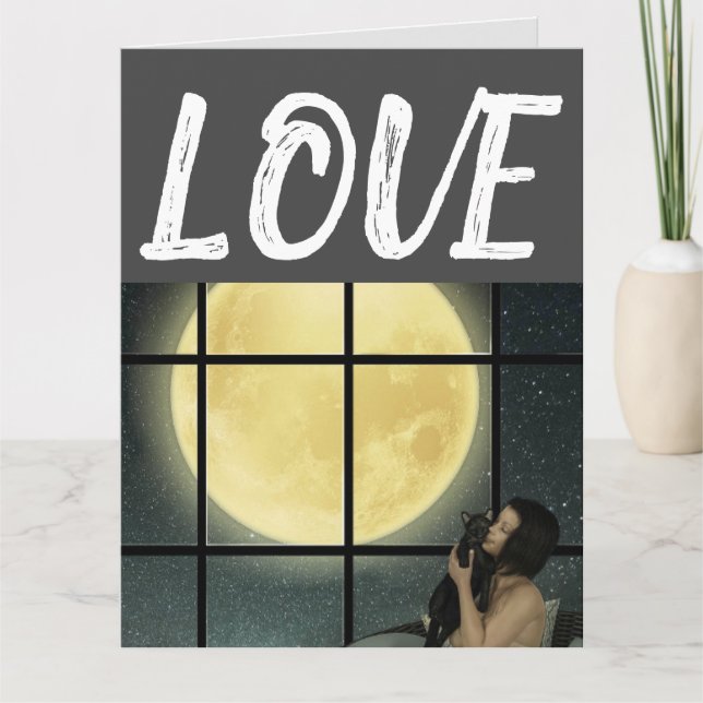 FRAU UND KATZE LIEBE GEBURTSTAG GROSSE KARTEN (Vorderseite)