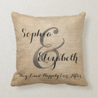 Frau und lesbische Hochzeit Frau-Burlap