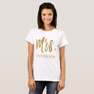 Frau und Nachname Gold Foil Typografy Shirt
